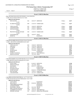 57Th National Open Athletics Championships 2017 LICENSED TO