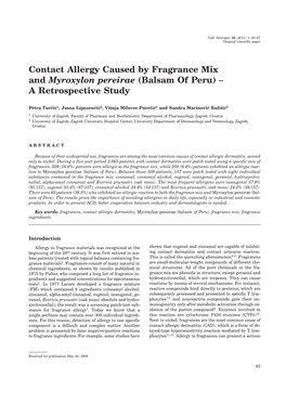 Contact Allergy Caused by Fragrance Mix and Myroxylon Pereirae (Balsam of Peru) – a Retrospective Study