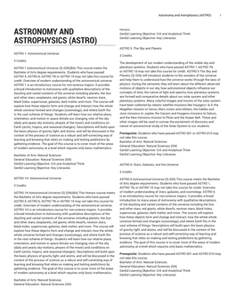 Astronomy and Astrophysics (ASTRO) 1