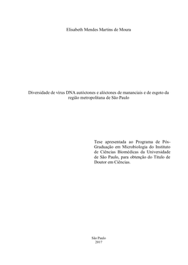 Elisabeth Mendes Martins De Moura Diversidade De Vírus DNA