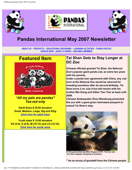 Pandas International May 2007 Newsletter