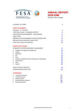 Annual Report 2005-2006 2005-2006 Issn 1442-8288