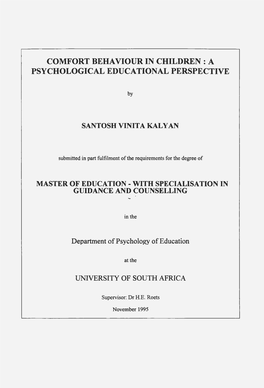 Comfort Behaviour in Children : a Psychological Educational Perspective