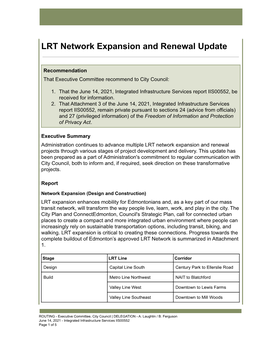 IIS00552 LRT Network Expansion and Renewal Update Crossings