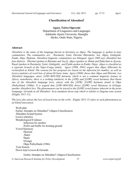 Classification of Abesabesii