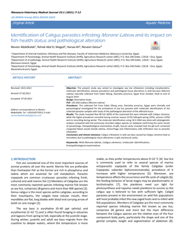 Identification of Caligus Parasites Infesting Morone Labrax and Its