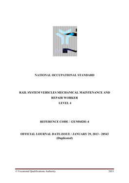 National Occupational Standard Rail System