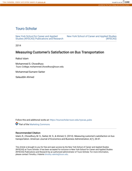 Measuring Customer's Satisfaction on Bus Transportation