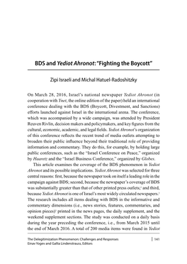 BDS and Yediot Ahronot: “Fighting the Boycott”