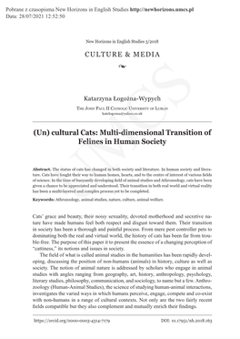 Cultural Cats: Multi-Dimensional Transition of Felines in Human Society