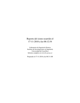 Reporte Del Sismo Ocurrido El 17-11-2018 a Las 08:12:54