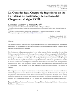 La Obra Del Real Cuerpo De Ingenieros En Las Fortalezas De Portobelo Y De La Boca Del Chagres En El Siglo XVIII