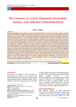 The Universe As a Cyclic Organized Information