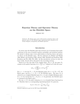 Function Theory and Operator Theory on the Dirichlet Space