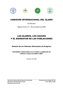 Comisión Internacional Del Álamo Los Álamos, Los Sauces Y El Bienestar De Las Poblaciones