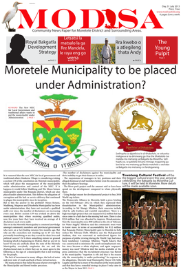 Moretele Municipality to Be Placed Under Administration?