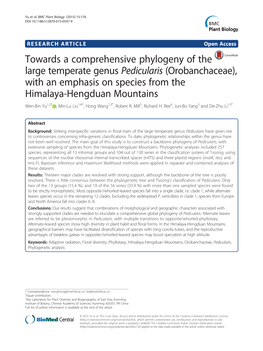 Orobanchaceae), with an Emphasis on Species from the Himalaya-Hengduan Mountains Wen-Bin Yu1,2† , Min-Lu Liu1,4†, Hong Wang1,3*, Robert R