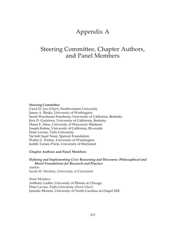 Appendix a Steering Committee, Chapter Authors, and Panel Members