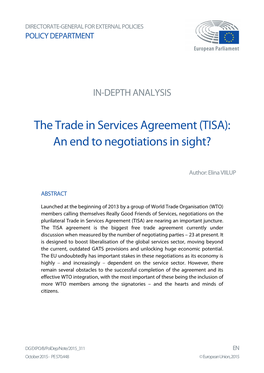 The Trade in Services Agreement (TISA): an End to Negotiations in Sight?