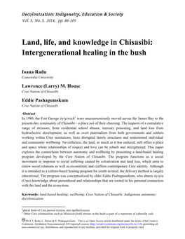 Land, Life, and Knowledge in Chisasibi: Intergenerational Healing in the Bush