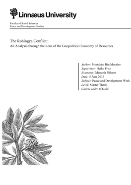 The Rohingya Conflict: an Analysis Through the Lens of the Geopolitical Economy of Resources