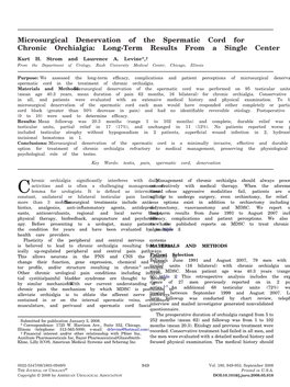 Microsurgical Denervation of the Spermatic Cord for Chronic Orchialgia: Long-Term Results from a Single Center