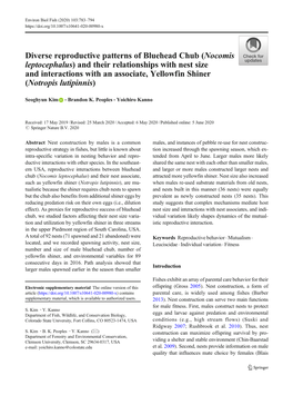 Diverse Reproductive Patterns of Bluehead Chub (Nocomis
