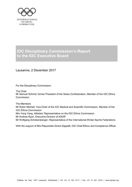 IOC Disciplinary Commission's Report to the IOC Executive Board