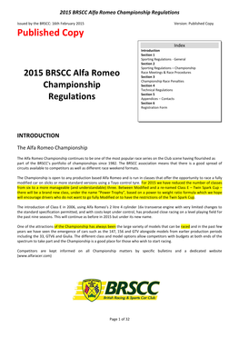 2015 BRSCC Alfa Romeo Championship Regulations