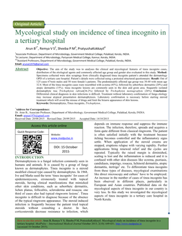 Mycological Study on Incidence a Tertiary Hospital Ogical Study On