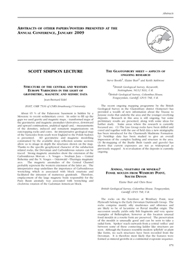 SCOTT SIMPSON LECTURE the GLASTONBURY SHEET – ASPECTS of ONGOING RESEARCH Steve Booth 1, Elaine Burt 2 and Keith Ambrose