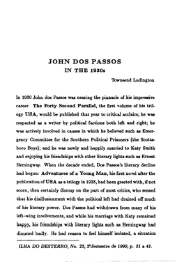 JOHN DOS PASSOS in the 1930S Townsend Ludington