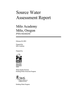 Source Water Assessment Report