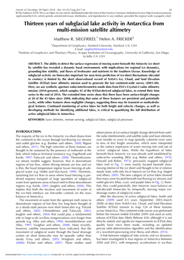 Thirteen Years of Subglacial Lake Activity in Antarctica from Multi-Mission Satellite Altimetry