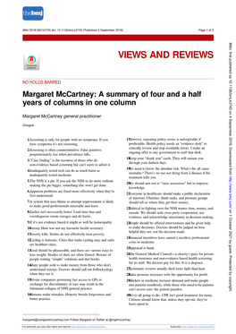 Margaret Mccartney: a Summary of Four and a Half Years of Columns in One Column