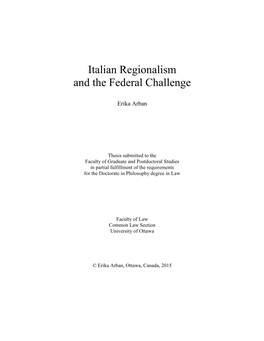 Italian Regionalism and the Federal Challenge