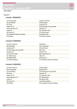 Segunda RFEF Calendario