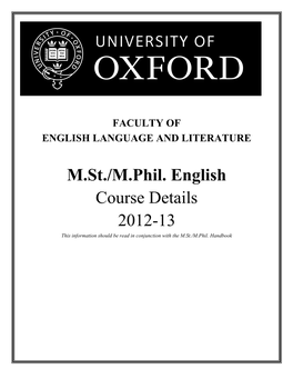 Master of Studies in English