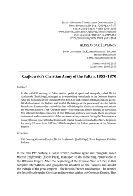 Czajkowski's Christian Army of the Sultan, 1853-1870