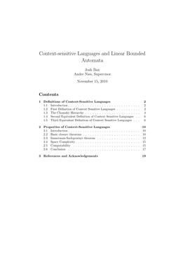 Context-Sensitive Languages and Linear Bounded Automata