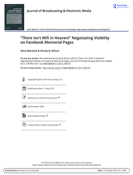 Negotiating Visibility on Facebook Memorial Pages