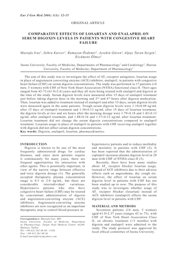 Comparative Effects of Losartan and Enalapril on Serum Digoxin Levels in Patients with Congestive Heart Failure