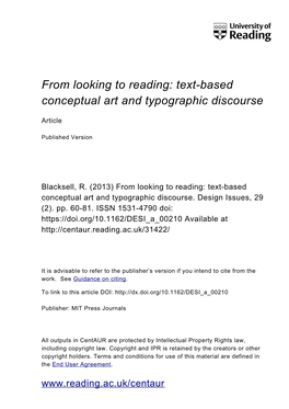 Text-Based Conceptual Art and Typographic Discourse