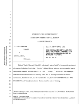 Matera V. Google Inc. No. 15-Cv-04062-LHK (Sept. 23 2015)