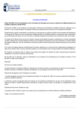 Orden 201/2018 Por La Que Se Determina El Mapa Sanitario De