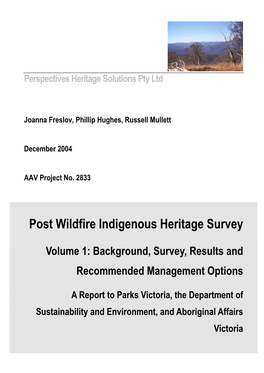 Post Wildfire Indigenous Heritage Survey