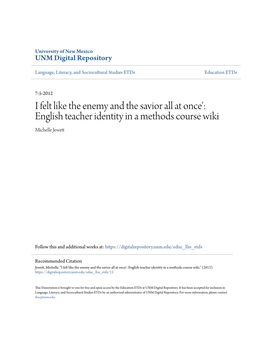 English Teacher Identity in a Methods Course Wiki Michelle Jewett