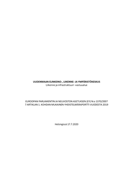 UUDENMAAN ELINKEINO-, LIIKENNE- JA YMPÄRISTÖKESKUS Liikenne Ja Infrastruktuuri -Vastuualue EUROOPAN PARLAMENTIN JA NEUVOSTON A