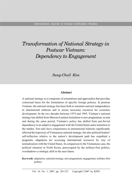 Transformation of National Strategy in Postwar Vietnam: Dependency to Engagement