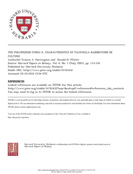 THE PSILOPEZIOID FUNGI X. CHARACTERISTICS of PACHYELLA BABINGTONII in CULTURE Author(S): Francis A